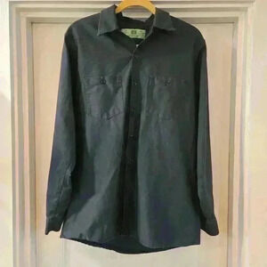 Reed Mens 100% Cotton Button Down Blue Gray Long Sleeve size Medium